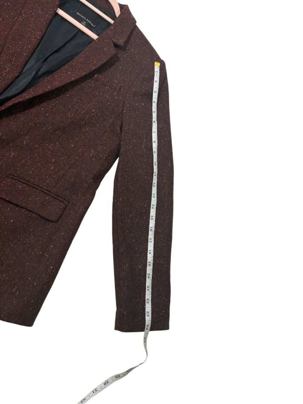 Banana Republic Burgundy Tweed Blazer Size 12 Wool Blend One-Button business pro - Picture 9 of 10